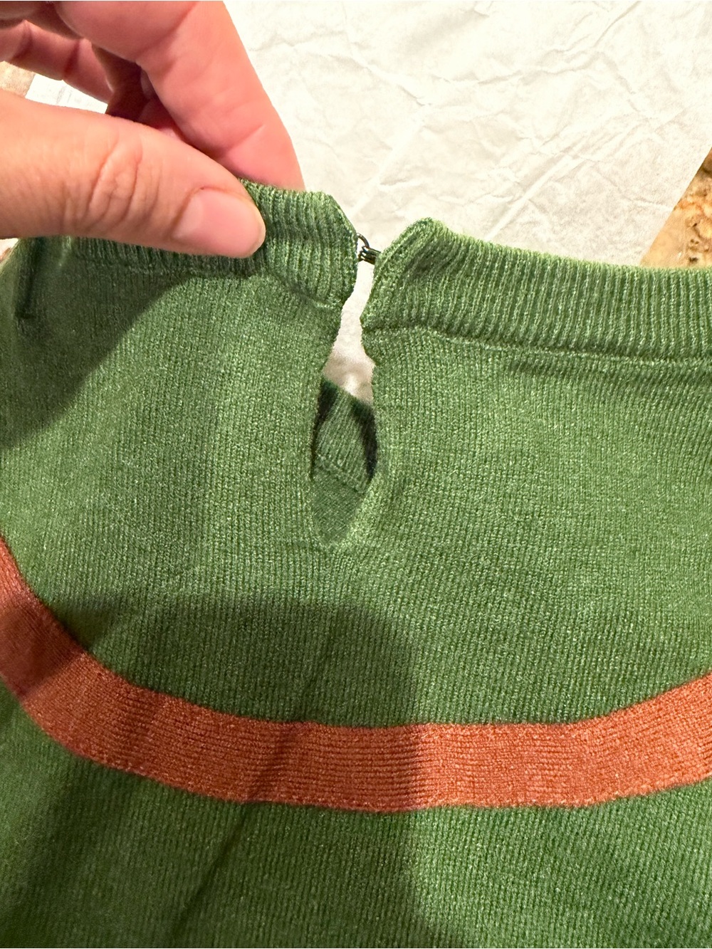 Tulip B Green Knit Top with Contrast Rust Bow - Picture 2 of 3